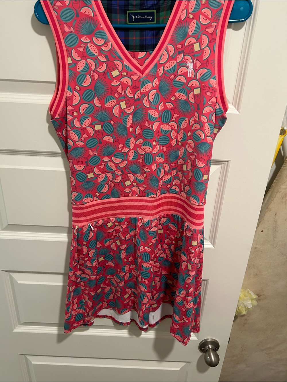 William Murray Golf Coral Pink & Teal Watermelon-Print Sleeveless Dress